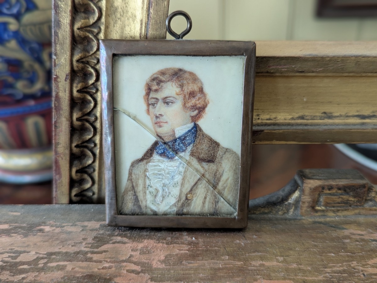19th Century Miniature Watercolour Of A Gent