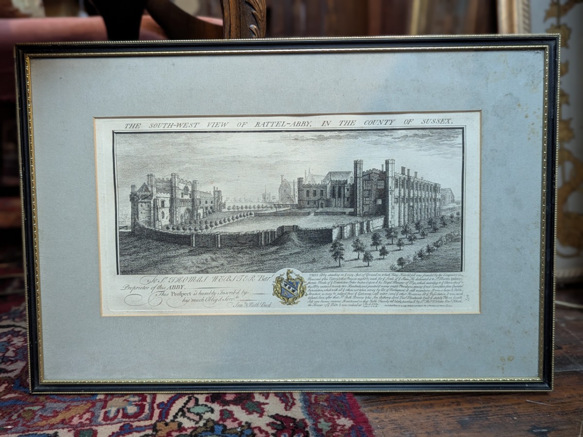 18th Century Etching Of Battle Abbey