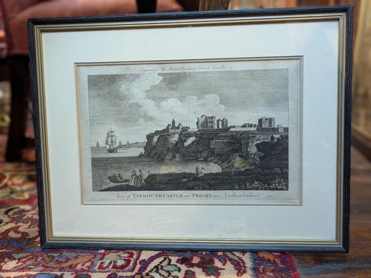 18th Century Copper-Plate Engraving Of Tinmouth Castle & Priory
