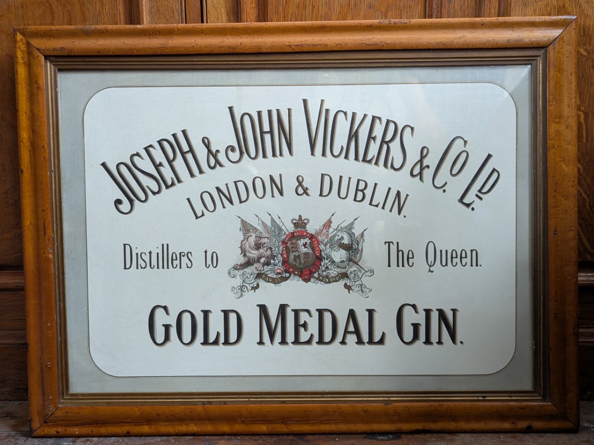 Joseph & John Vickers Gin, Antique Printed Advertising Sign