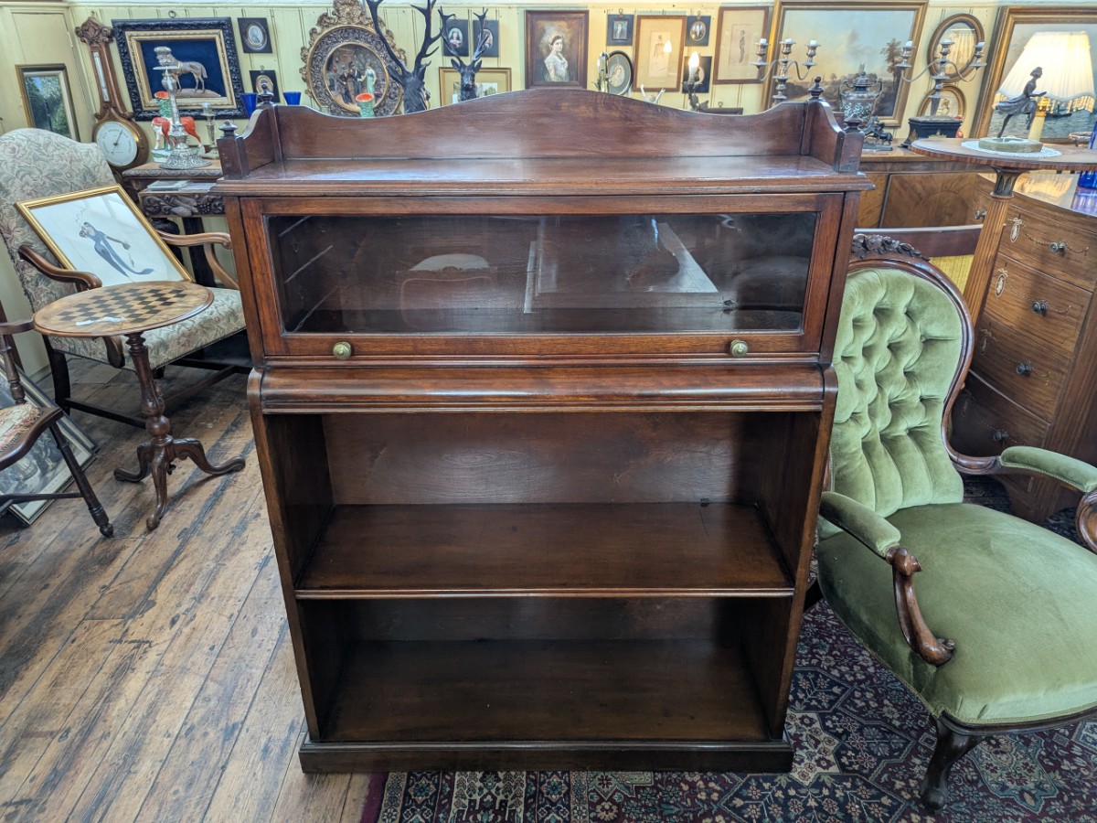 Edwardian Mahogany Glazed Open Bookcase