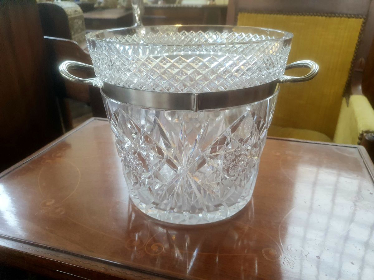 Art Deco Crystal Glass Ice Bucket