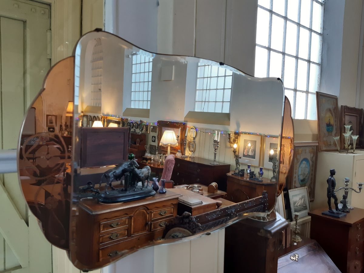 Art Deco shaped wall mirror