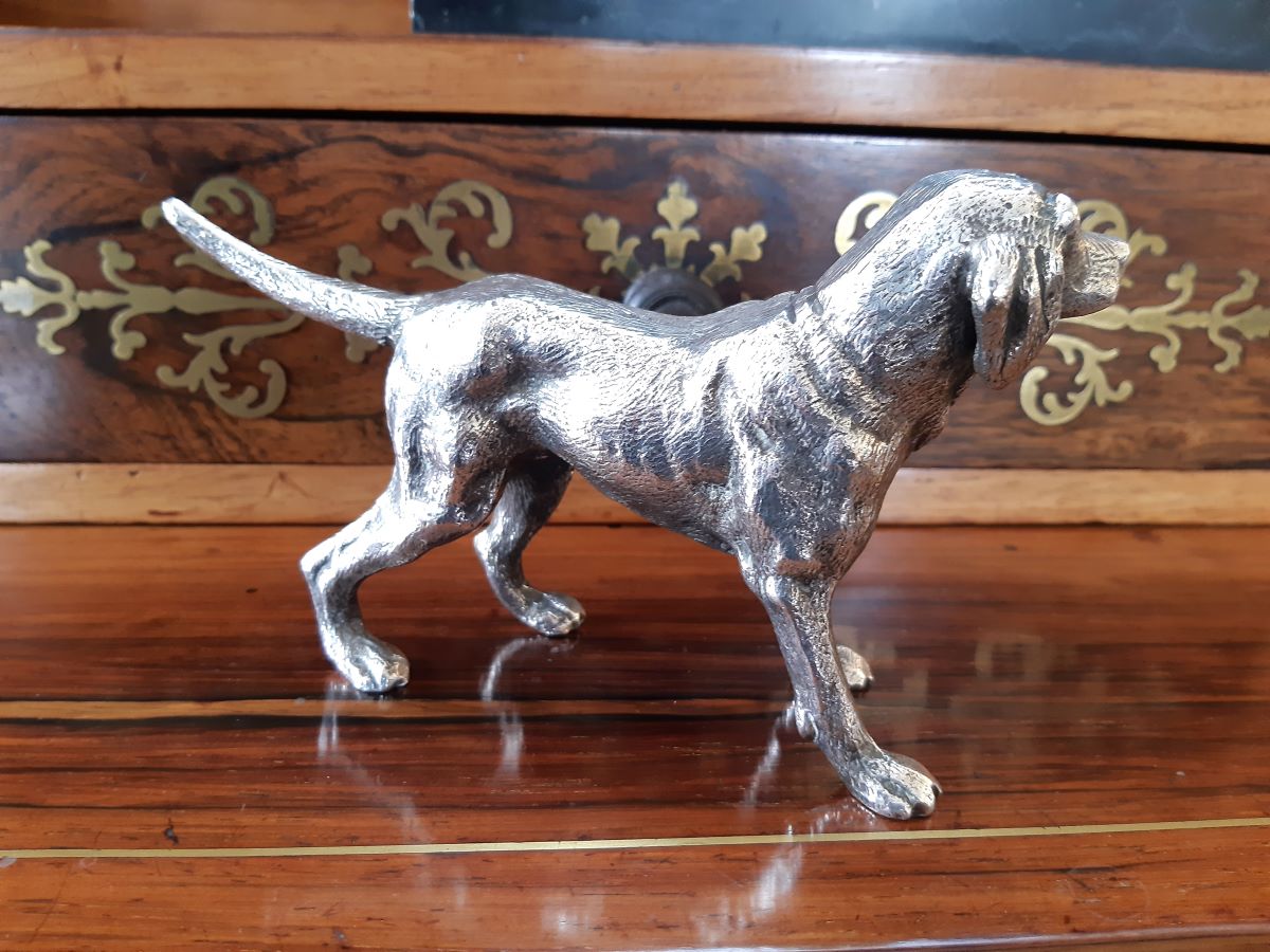 Nickel plate bronze dog c.1930s
