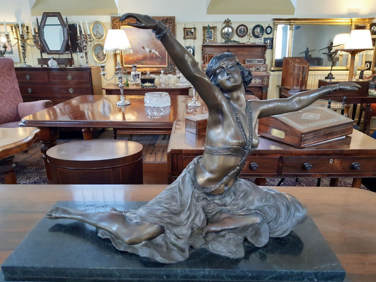 Large Art Deco bronze dancer, Claire Colinet