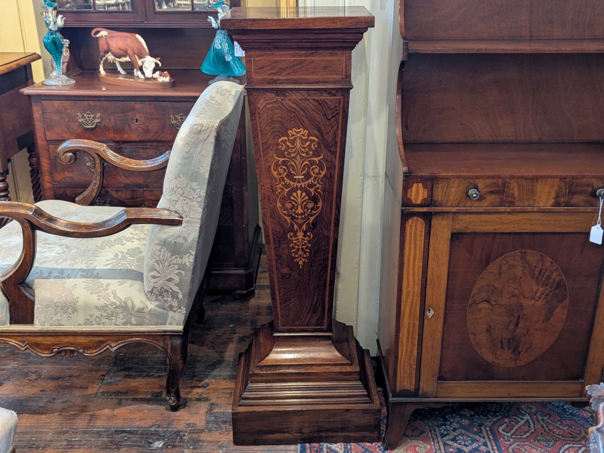 Late Victorian Rosewood Inlaid Pedestal